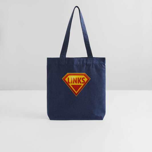 Stoffbeutel mit beidseitigem Superman-ähnlichem ‚LINKS‘-Logo, recyceltes Material, lange Trageriemen und verstärkter Boden“- melange Blue