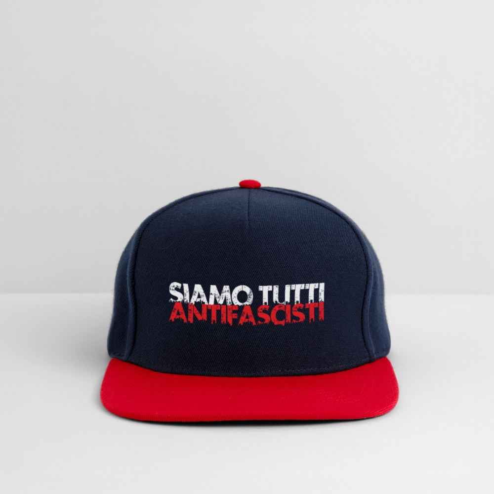 Snapback Cap - Siamo tutti antifacisti - Navy/Rot