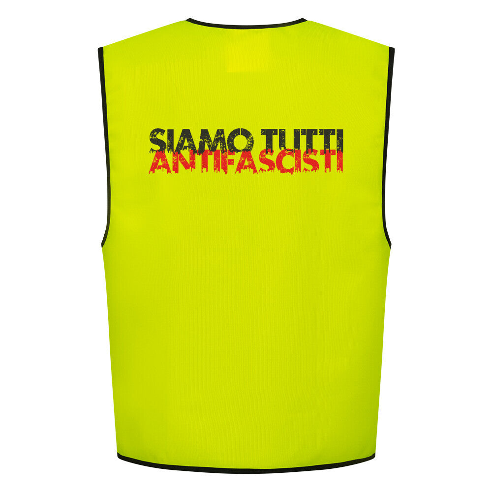 Warnweste mit Statement-Print – sichtbar gegen Rechts