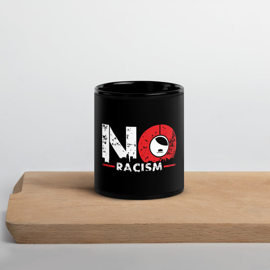 Schwarze Keramiktasse NO RACISM weiß rote Typografie 11 oz spülmaschinenfest