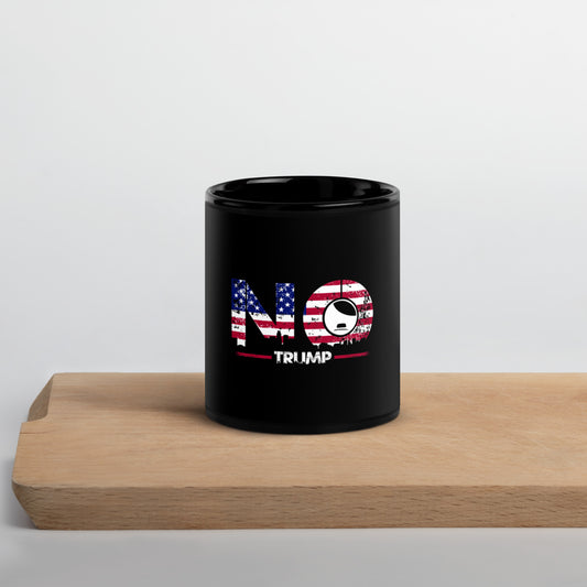 Schwarze Keramiktasse NO TRUMP weiß rote distressed Typografie 11 oz spülmaschinenfest