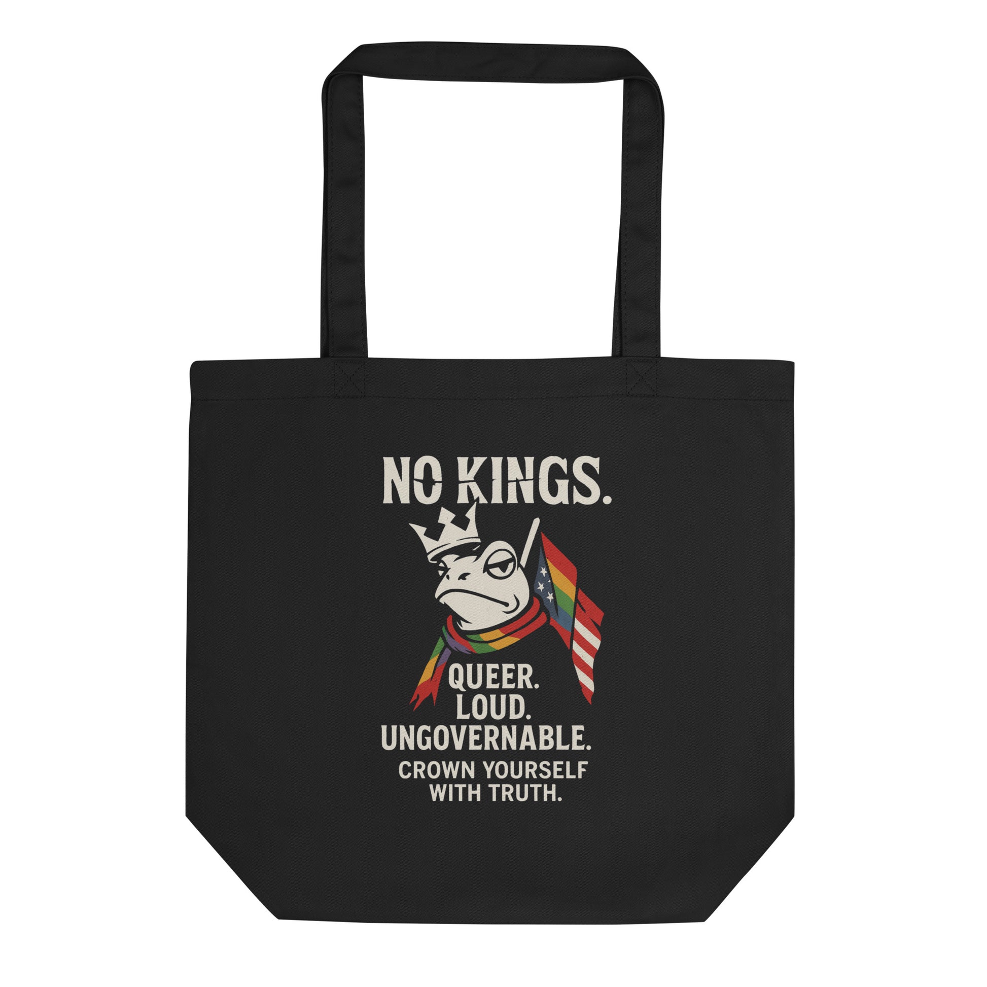 Tasche NO KINGS schwarz mit großem Frontprint