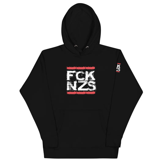 Unisex Hoodie FCK NZS schwarz mit Beuteltasche FCK NZS Shop