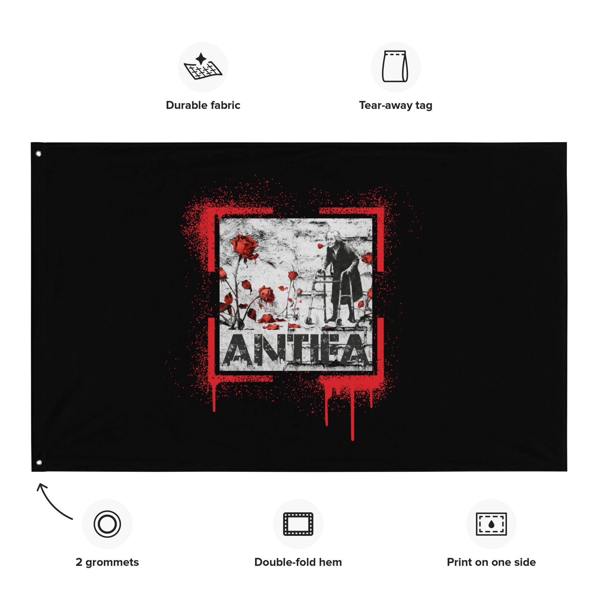 „Antifaschistische Statement‑Fahne im Spray‑Rahmen‑Design“

