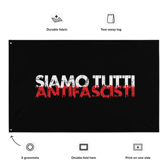 „Protestflagge Siamo tutti antifascisti in Weiß und Rot“