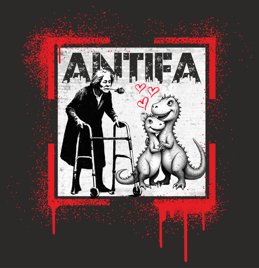 ANTIFA Unisex Shirt – Zärtlicher Widerstand mit Rose, Dinos & Street - Art | Das kreative Statement“ - Das kreative Statement