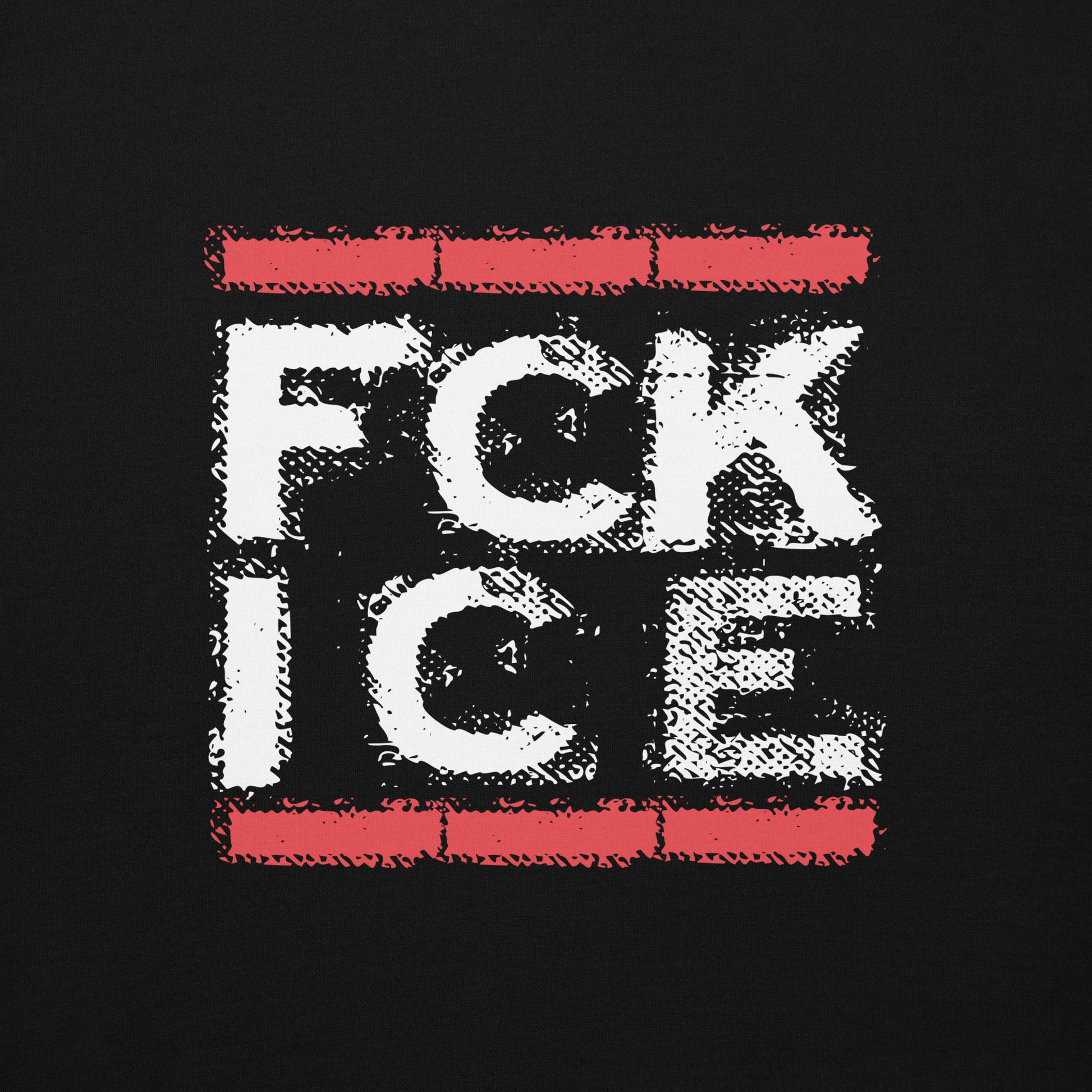 Nahaufnahme Druck des Unisex FCK ICE Hoodies

