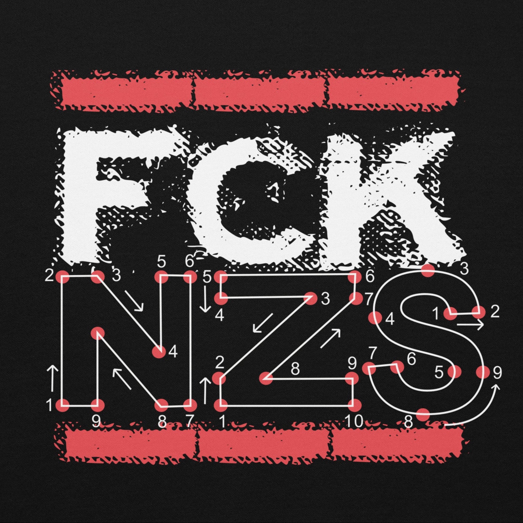 Unisex Zahlenbild Statement Hoodie mit Frontprint Druckansicht
