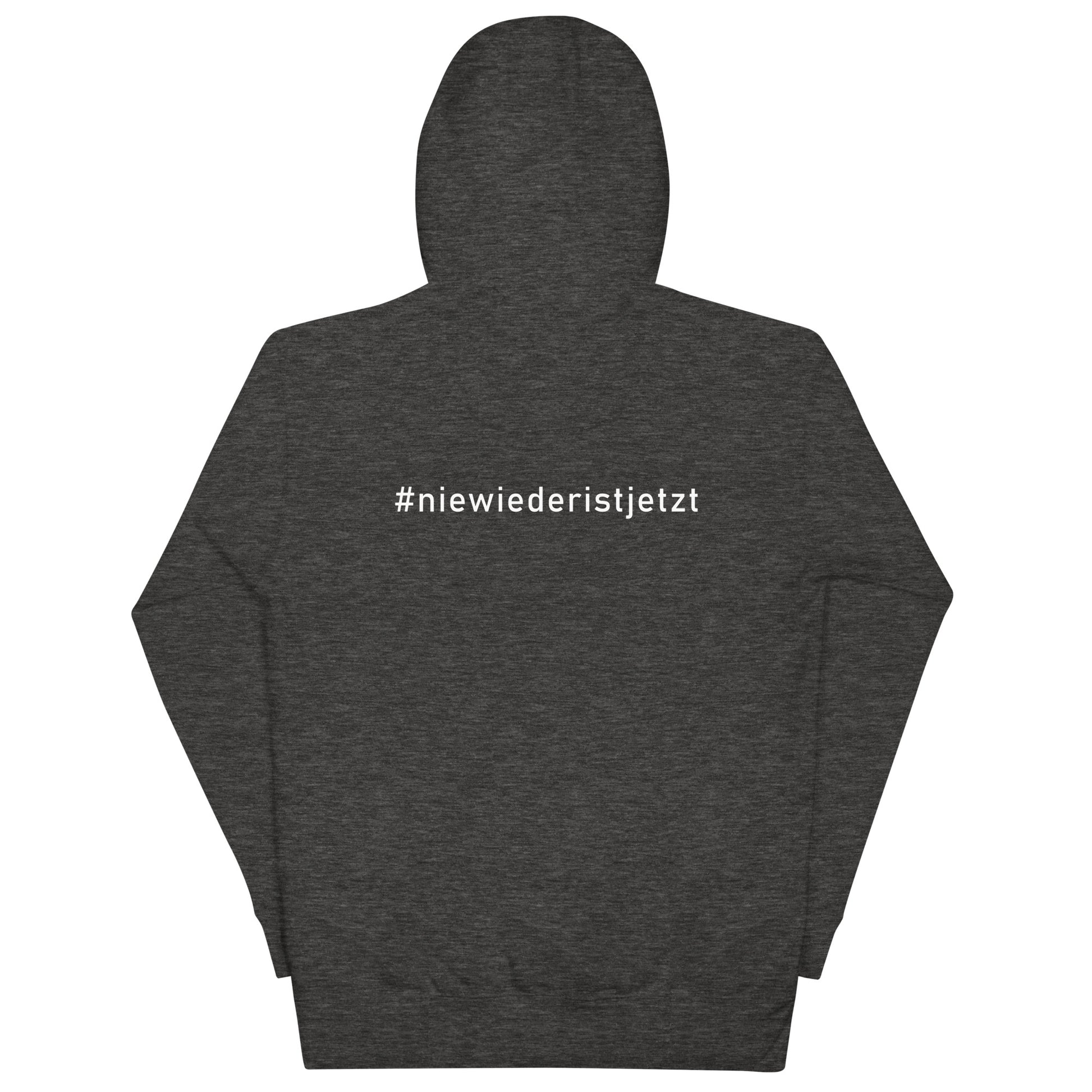 Grauer Hoodie Unisex gegen das Vergessen – „Nie wieder ist jetzt“ 