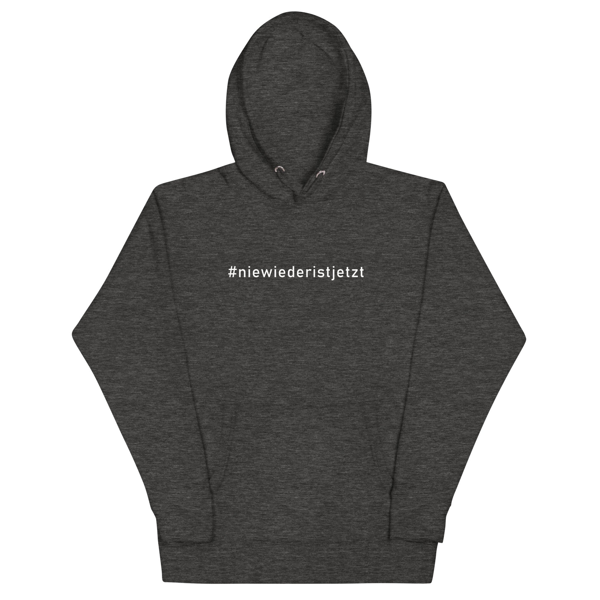 Grauer Hoodie Unisex gegen das Vergessen – „Nie wieder ist jetzt“ - Das kreative Statement