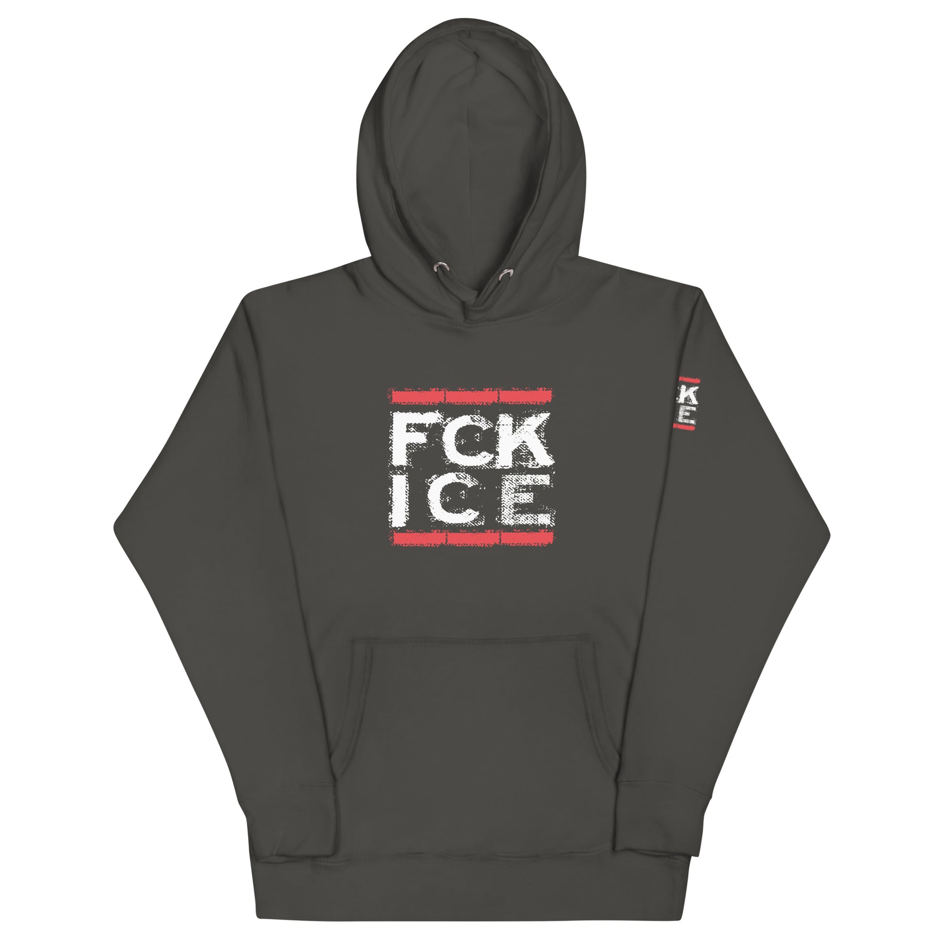 Unisex Hoodie FCK ICE mit Beuteltasche und Ärmelprint
