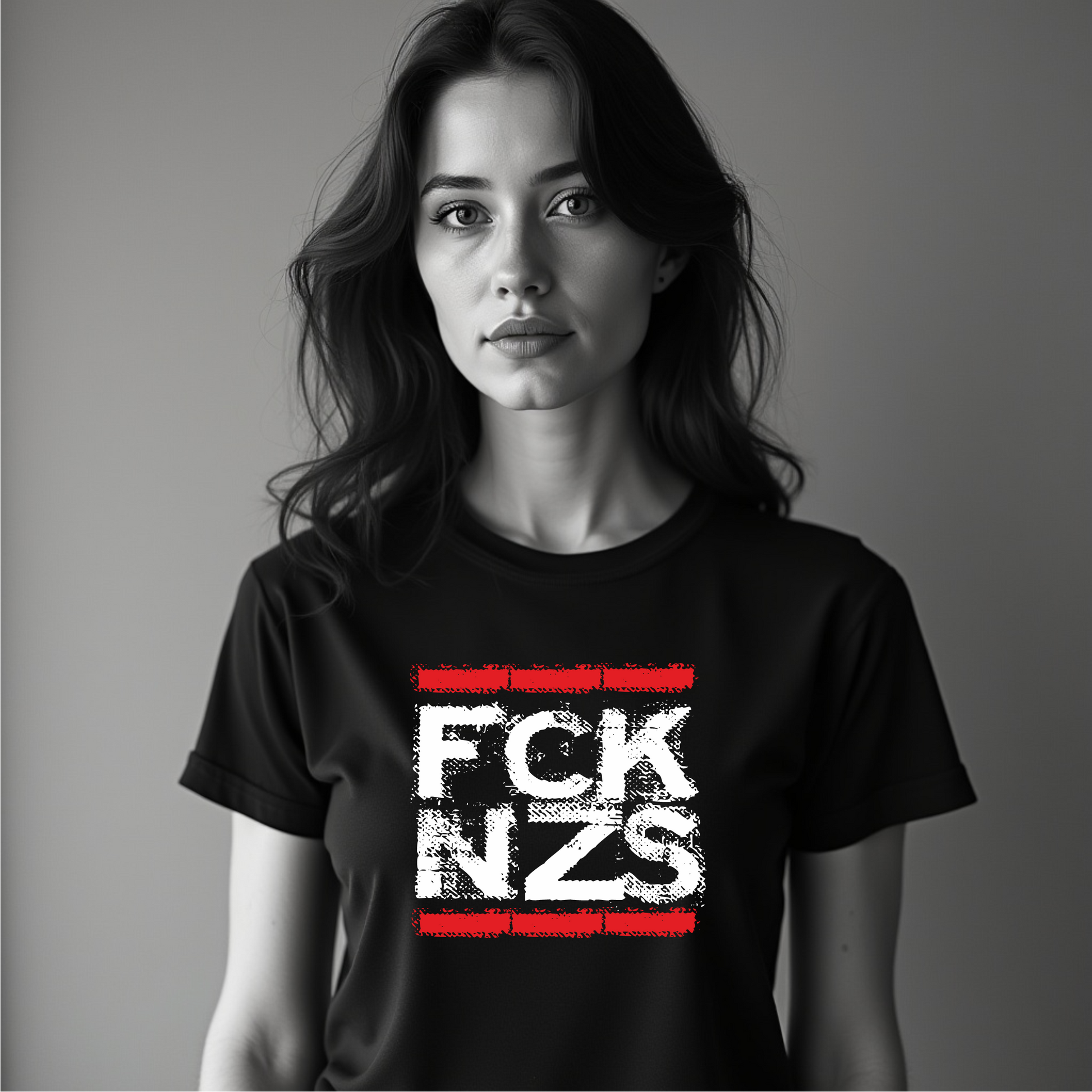 FCK NZS Damen T‑Shirt, schwarzes Statement‑Shirt Retro Stil