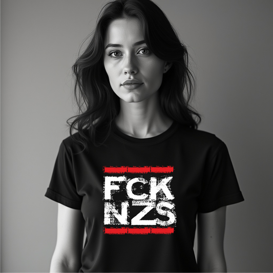 FCK NZS Damen T‑Shirt, schwarzes Statement‑Shirt Retro Stil