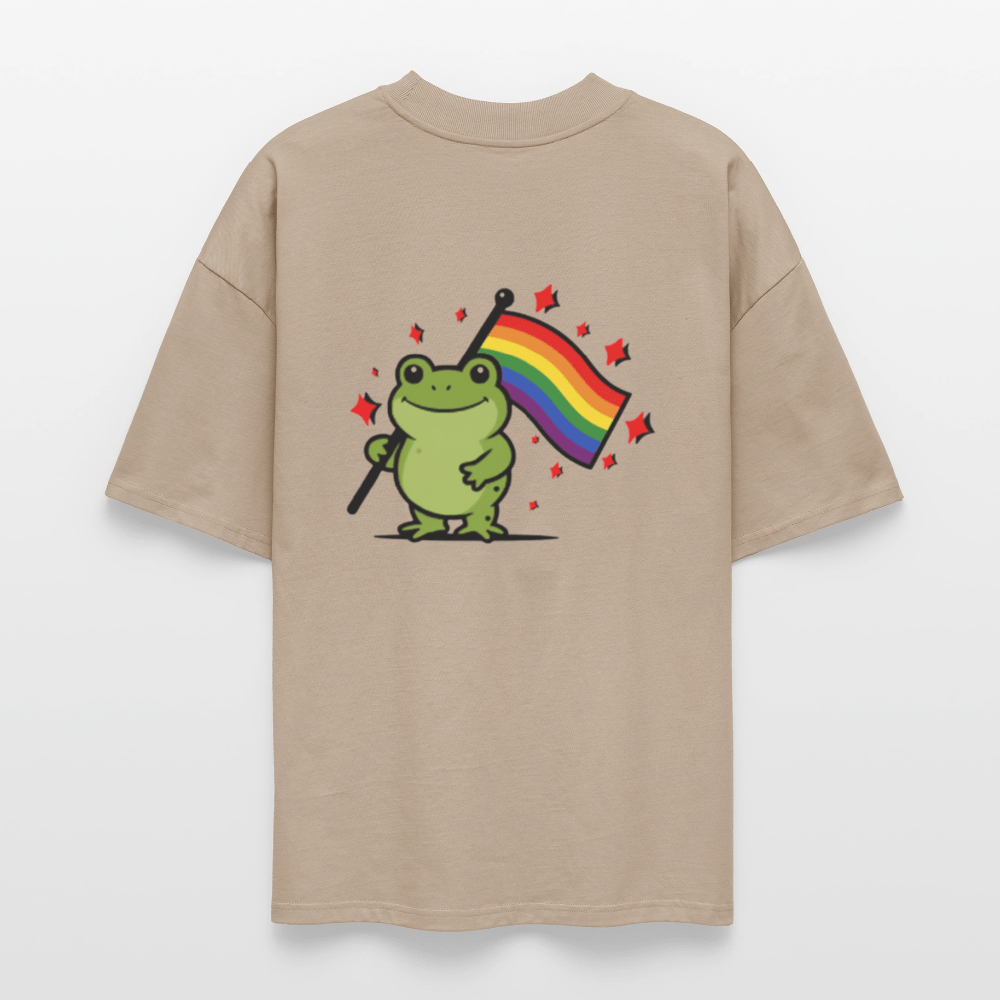 „Frog with Pride – Oversized Bio T-Shirt mit Regenbogen - Flagge“ - Das kreative Statement