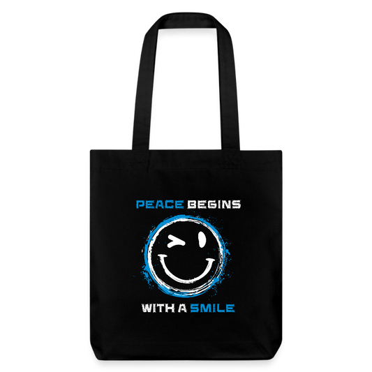Recycelter Heavyweight Stoffbeutel - Peace begins with a smile - Das kreative Statement