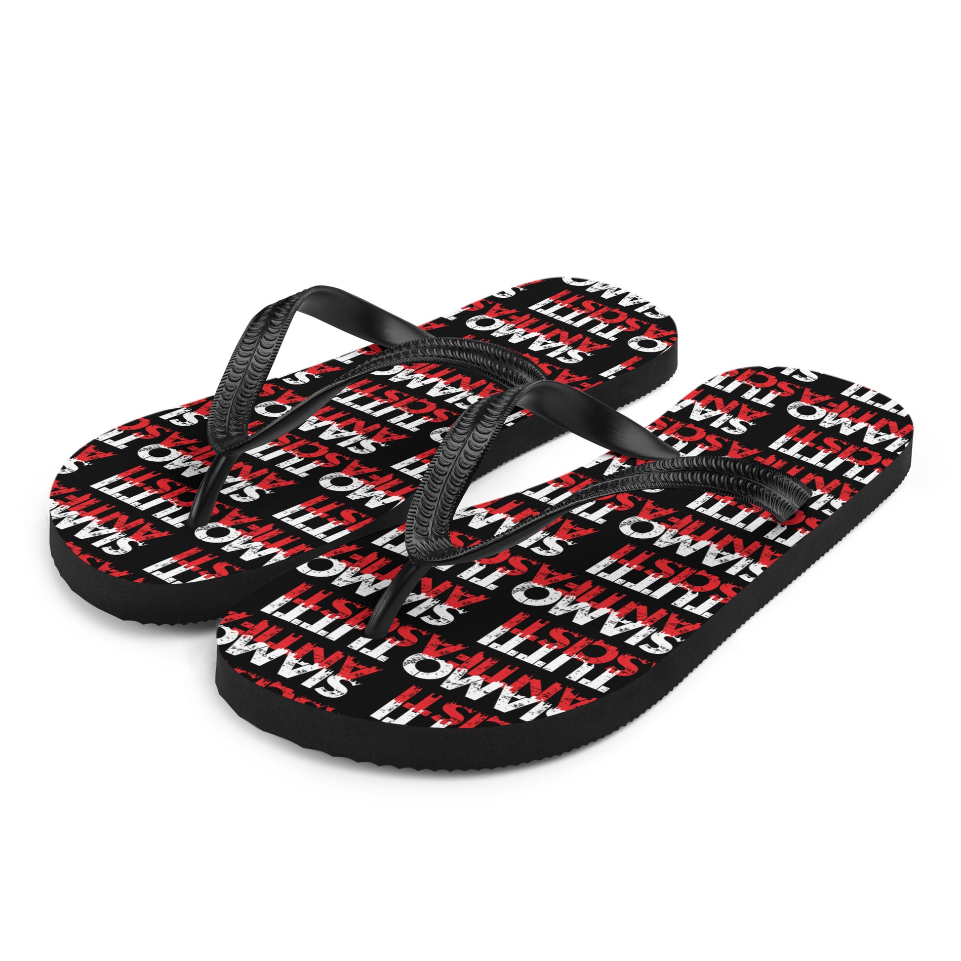 Antifaschistische Flip-Flops „SIAMO TUTTI ANTIFASCISTI“ – Schwarz