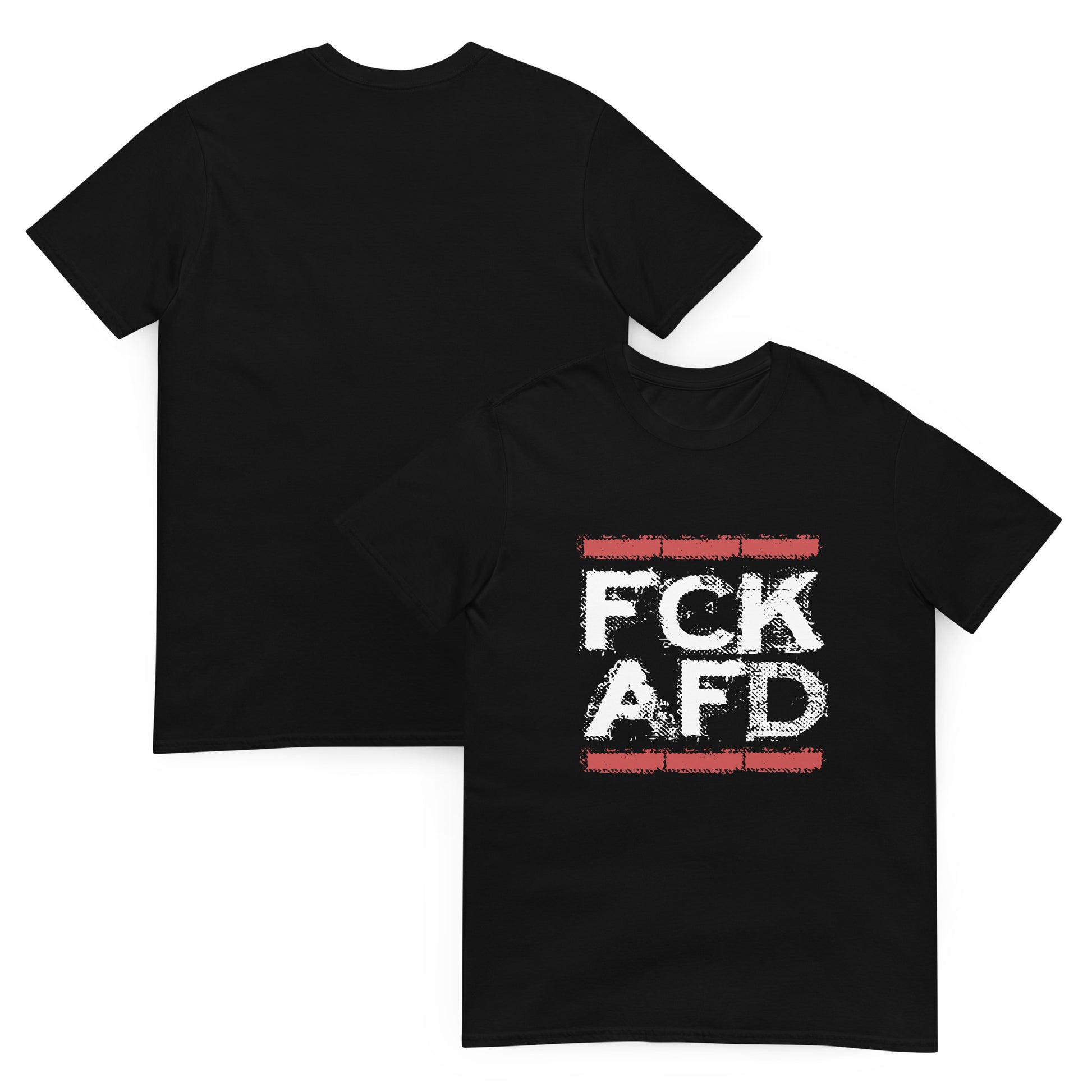 „Unisex T‑Shirt FCK AFD in Schwarz mit weiß‑rotem Print“

