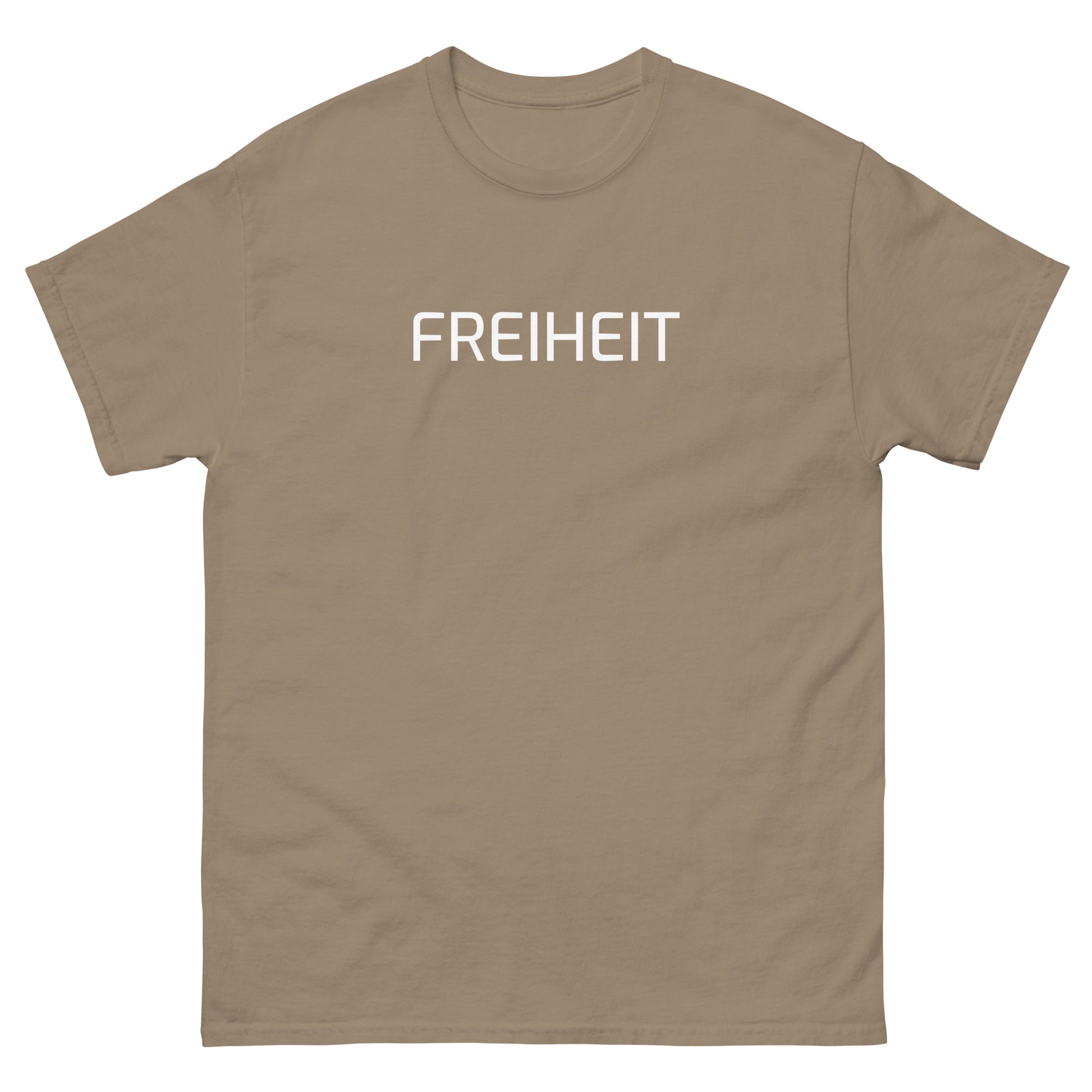 Brown Savana: Unisex T‑Shirt Freiheit 161 in Brown Savana – Statement Shirt mit Frontprint Freiheit

