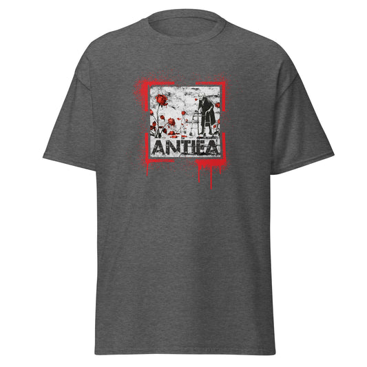 Herren T-Shirt ANTIFA — Rosen & Rollator,  Banksy‑Inspired Grau