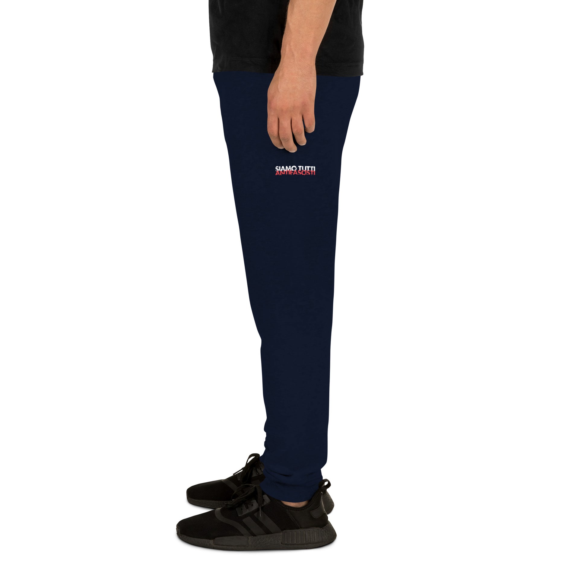 „Antifaschistische Statement‑Jogginghose in Navy“

