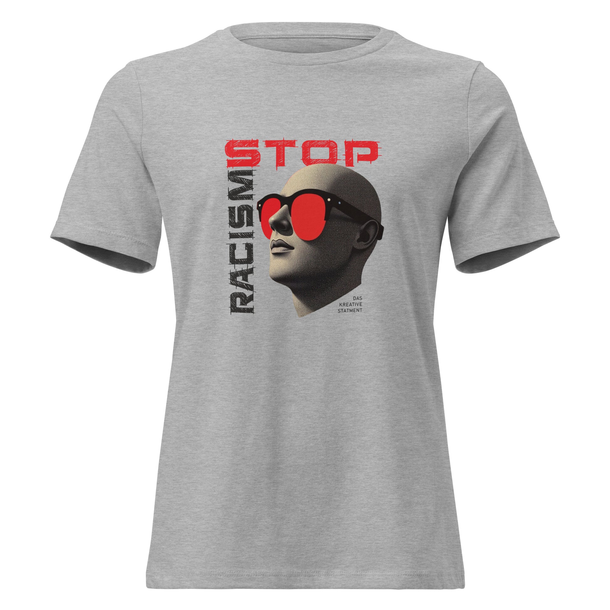 Leicht tailliertes Damen T‑Shirt mit modernem NO RACISM Design

