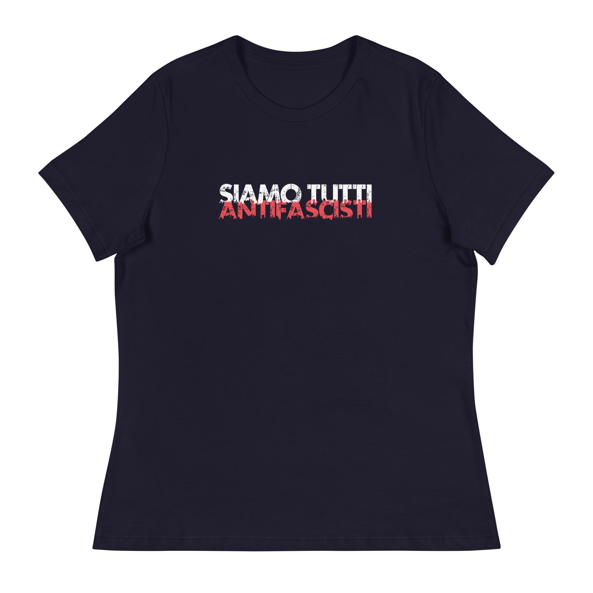 Frontansicht 
Siamo tutti antifascist – Damen T-Shirt mit Front - & Backprint - Das kreative Statement