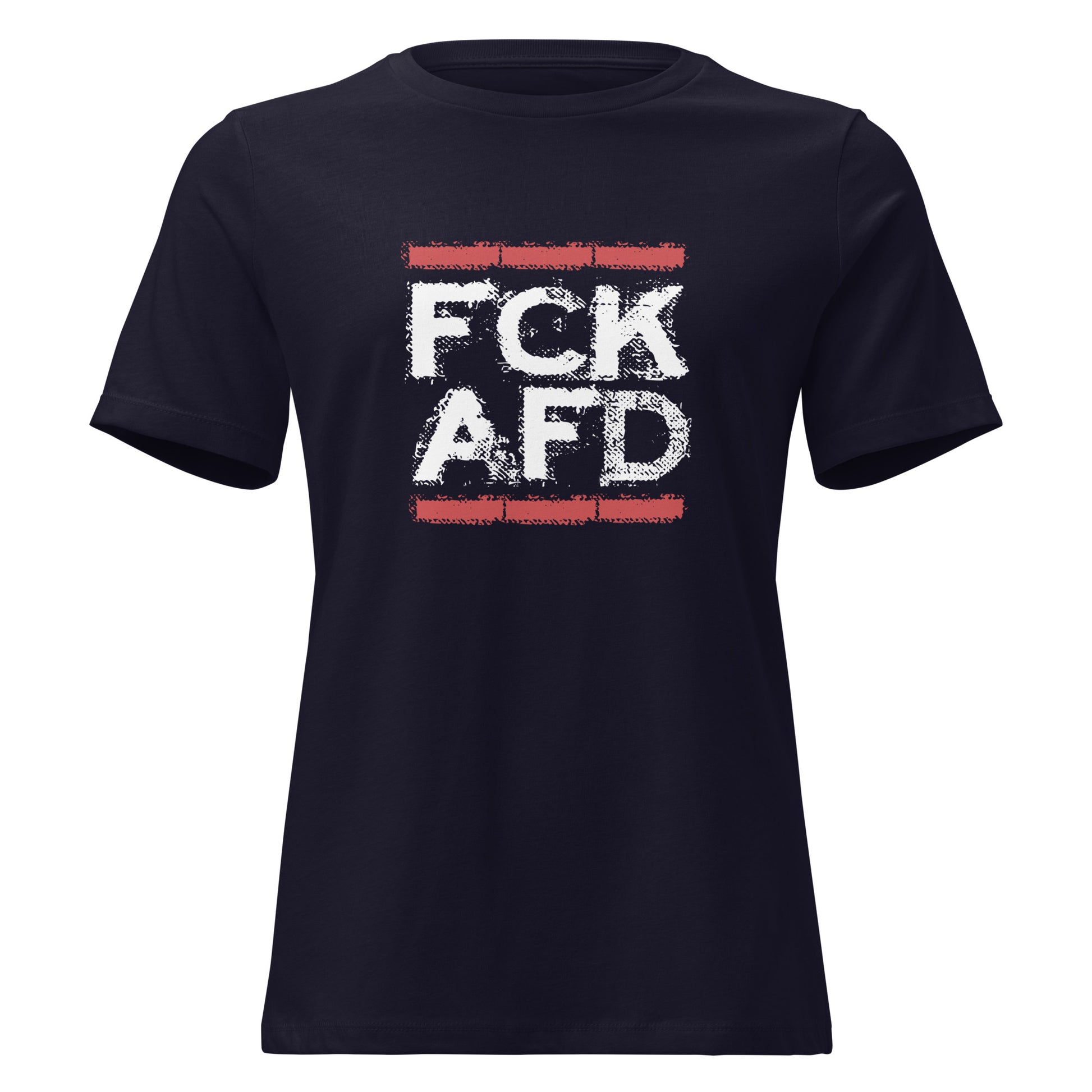 FCK AFD Damen T‑Shirt schwarz Statement in Navy

